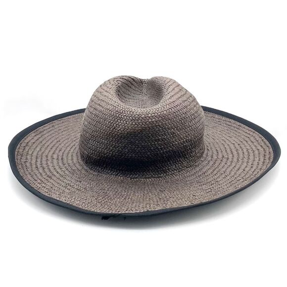 Madewell Wide-Brimmed Straw Fedora Sunhat in Faded Black | Gray Women’s Size S/M - Picture 6 of 16